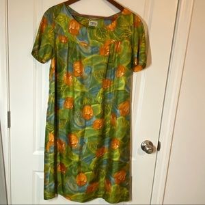 Vtg.1970’s Hawaiian Midi Floral Dress By Ti’a Hibiscus Floral Print - READ